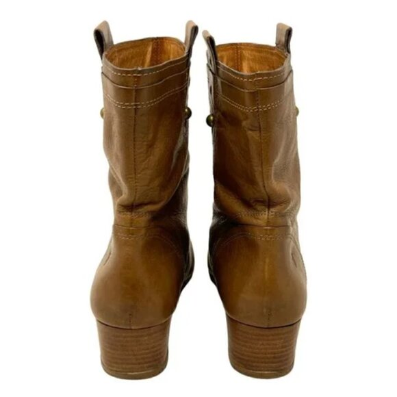 Frye Sunny Brown Leather Pull On Almond Toe Wedge Ankle Boots - Size 9 - Picture 6 of 8
